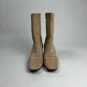 Cole Haan Tan Suede Leather Mid-Calf Italy Boots Square Toe