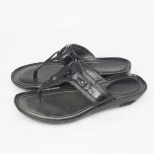 Cole Haan Black Leather T-Strap Thong Sandals, 6.5
