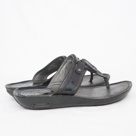 Cole Haan Black Leather T-Strap Thong Sandals, 6.5