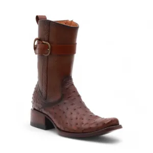 Collin Men's Brown Ostrich Exotic Leather Boots