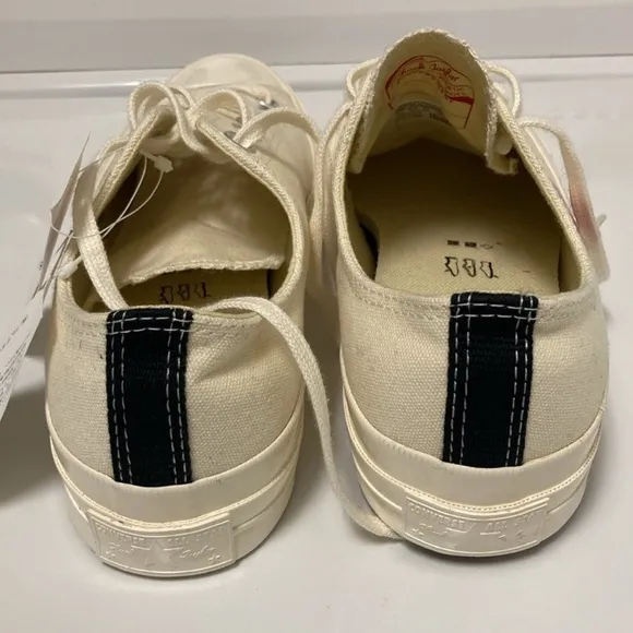 Comme des Garçons PLAY Cream Sneakers with Red Heart