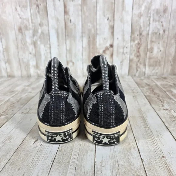 Converse Chuck Taylor All Star Patchwork Sneakers Low Top Black Gray W 8