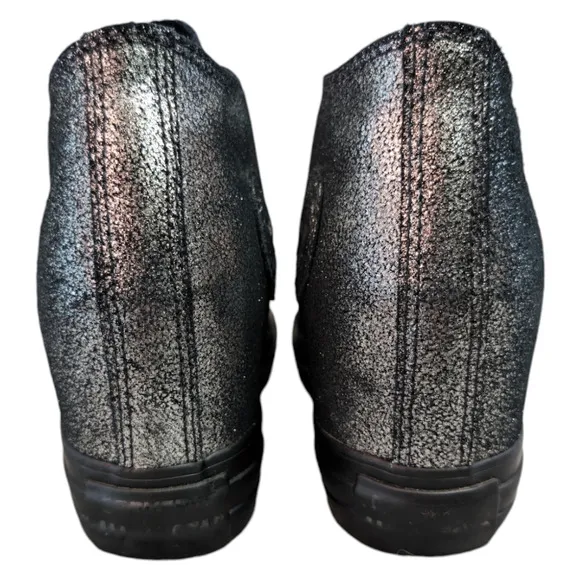 Converse CTAS Lux Mid Hidden Wedge Heel Metallic Sparkle Black Womens Sneaker 5