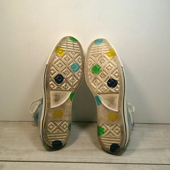 Converse Golf Le Fleur, Chuck Taylor, Blue High-Top Polka Dot Sneakers, Size 10