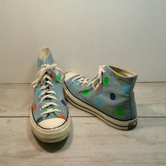 Converse Golf Le Fleur, Chuck Taylor, Blue High-Top Polka Dot Sneakers, Size 10