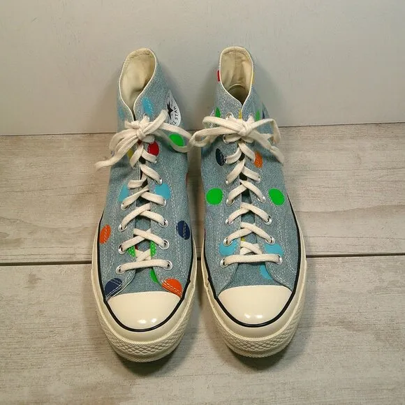 Converse Golf Le Fleur, Chuck Taylor, Blue High-Top Polka Dot Sneakers, Size 10