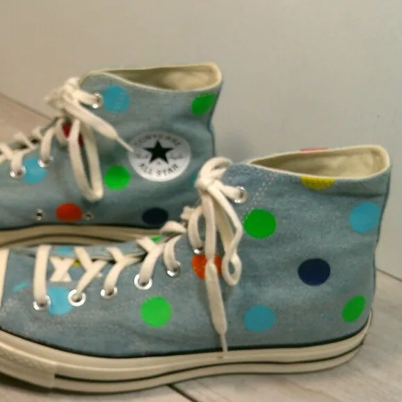Converse Golf Le Fleur, Chuck Taylor, Blue High-Top Polka Dot Sneakers, Size 10