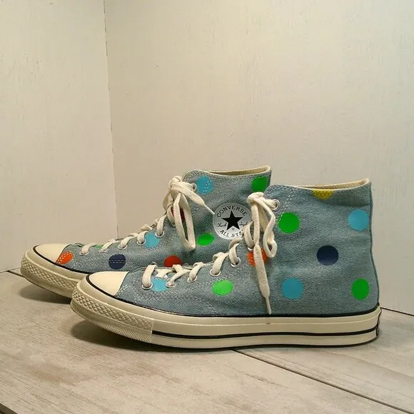 Converse Golf Le Fleur, Chuck Taylor, Blue High-Top Polka Dot Sneakers, Size 10
