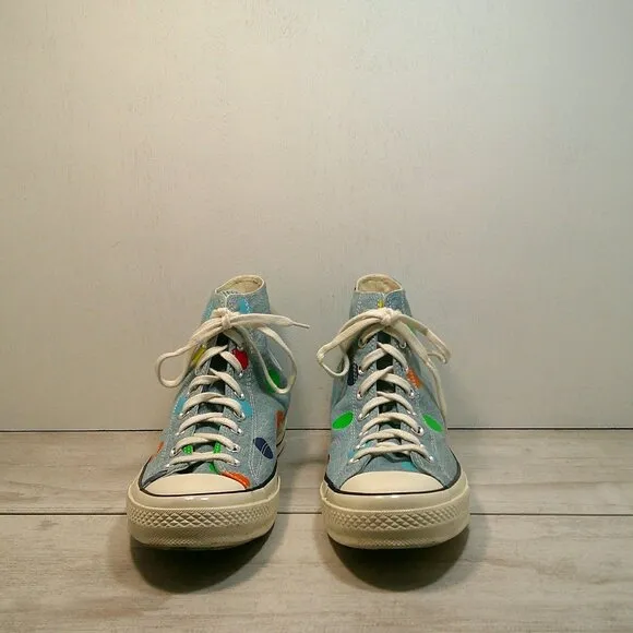 Converse Golf Le Fleur, Chuck Taylor, Blue High-Top Polka Dot Sneakers, Size 10