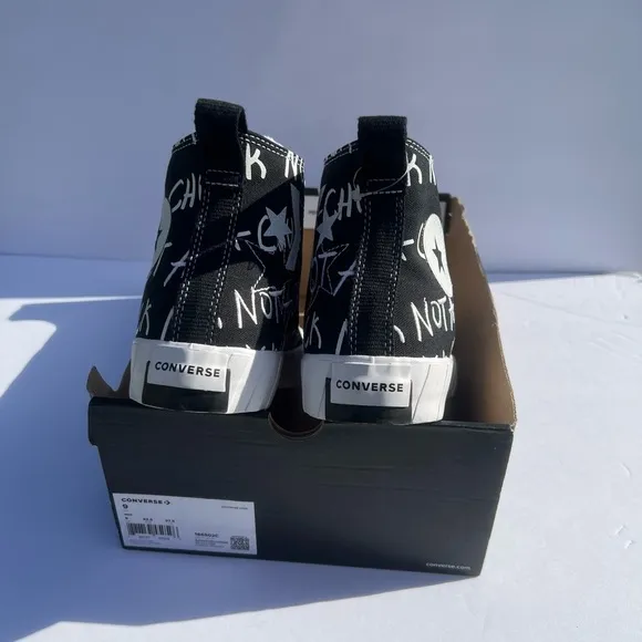 Converse UNTITLED High Top Shoe Black White Bold Mandarin 166502C
