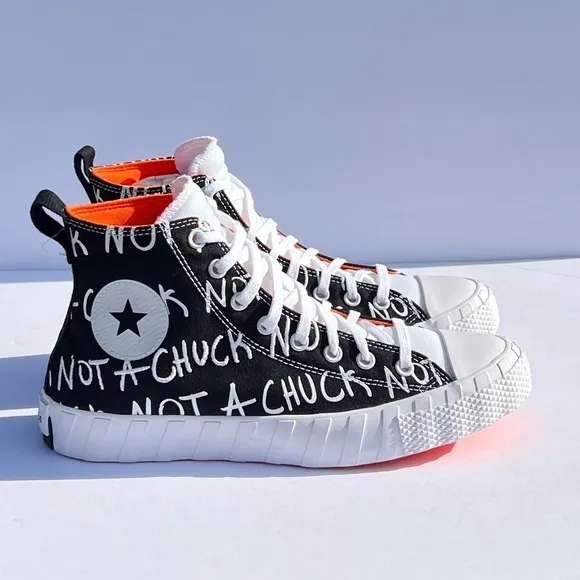 Converse UNTITLED High Top Shoe Black White Bold Mandarin 166502C