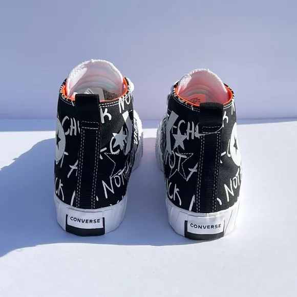 Converse UNTITLED High Top Shoe Black White Bold Mandarin 166502C