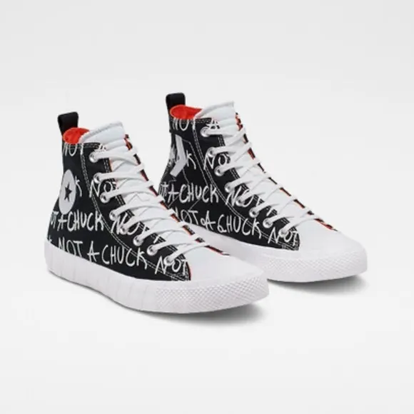 Converse UNTITLED High Top Shoe Black White Bold Mandarin 166502C