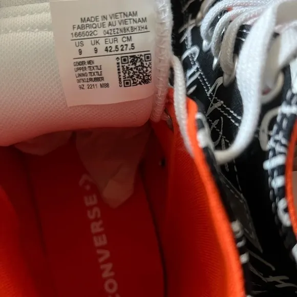 Converse UNTITLED High Top Shoe Black White Bold Mandarin 166502C