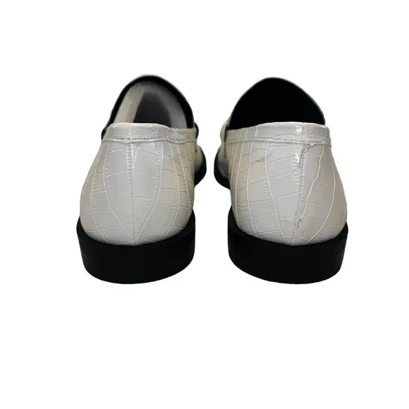 Cool &amp; Classic! NIB STEVE MADDEN Goodman White Croco Penny Loafers Size …
