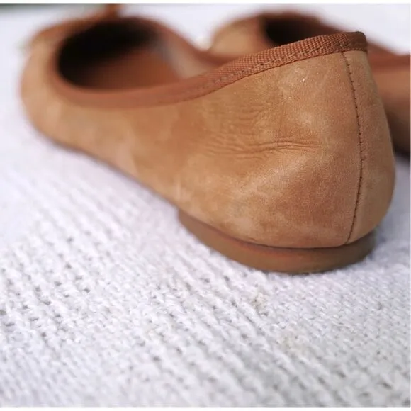 Cosmo Paris Camel Tan Suede Leather Ballet Flats