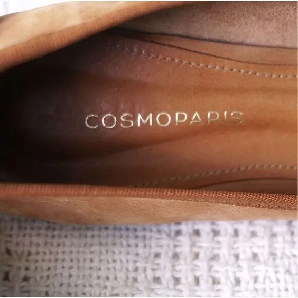 Cosmo Paris Camel Tan Suede Leather Ballet Flats