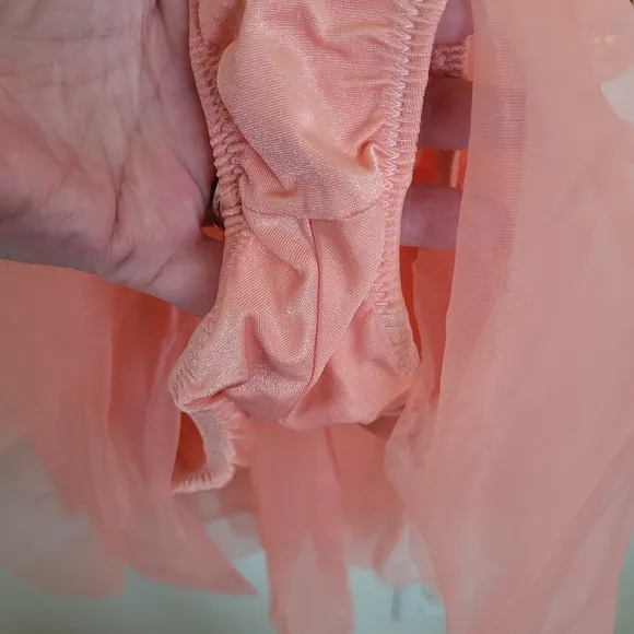 Couture Pageant Gold Peach  Sequined Lace Dance Dress Size Medium Girls