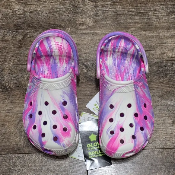 Crocs  glue  in the dark Sandals girls size 5Y