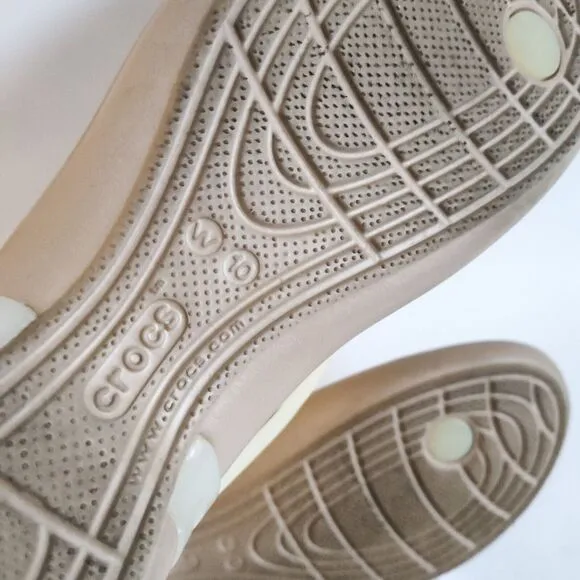 CROCS Sandals Size 10 Isabella T-Strap Thong Iconic Comfort Jelly Light Tan Flat