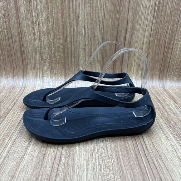 CROCS Serena Sexi Sandals Women's Black T Strap Thong Flip Flops Beach - US 7