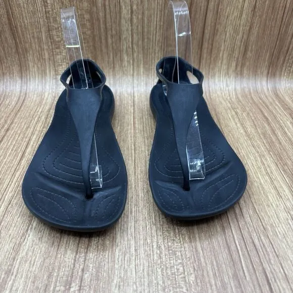 CROCS Serena Sexi Sandals Women's Black T Strap Thong Flip Flops Beach - US 7