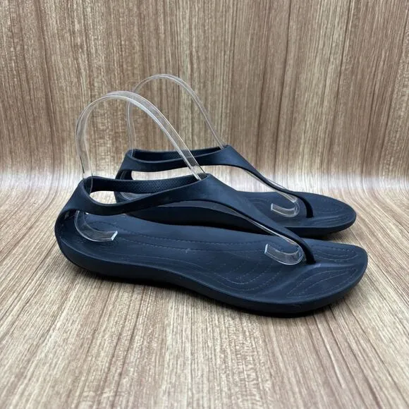 CROCS Serena Sexi Sandals Women's Black T Strap Thong Flip Flops Beach - US 7