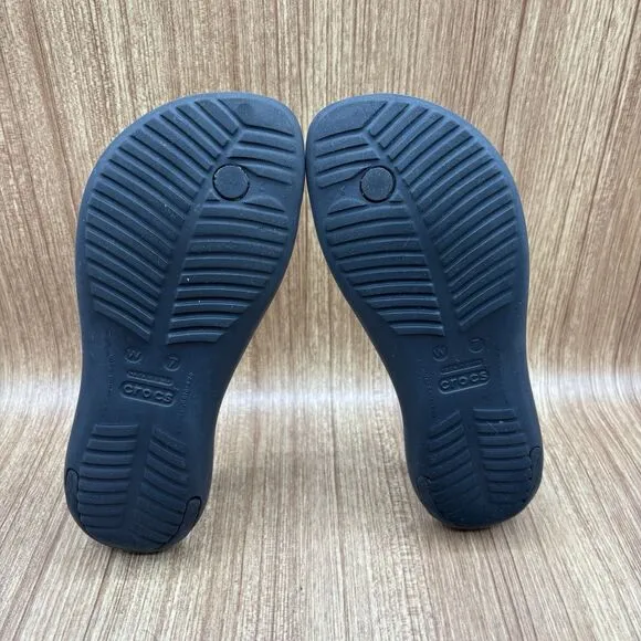 CROCS Serena Sexi Sandals Women's Black T Strap Thong Flip Flops Beach - US 7