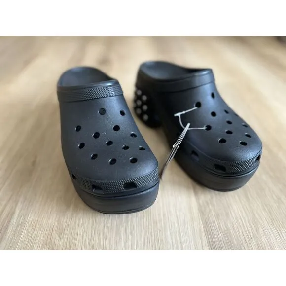 Crocs Siren Studded Clog Heel Black Women's Size 11 M Sandals NEW
