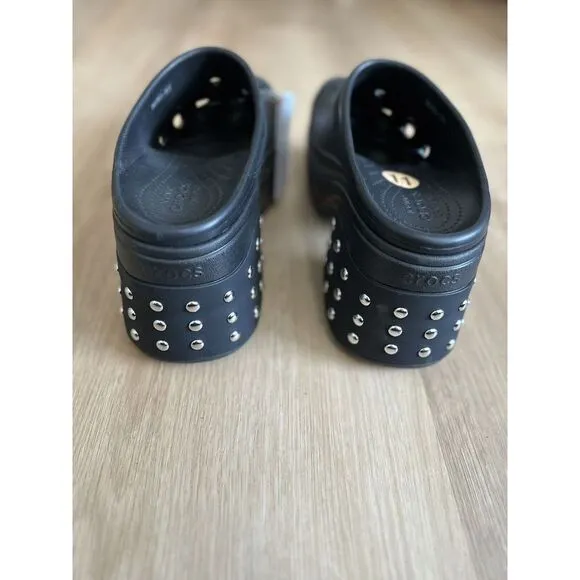 Crocs Siren Studded Clog Heel Black Women's Size 11 M Sandals NEW