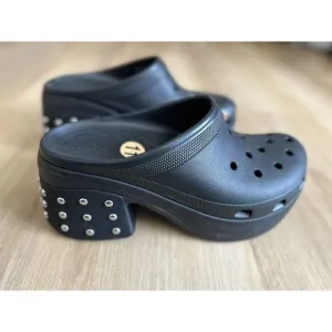 Crocs Siren Studded Clog Heel Black Women's Size 11 M Sandals NEW