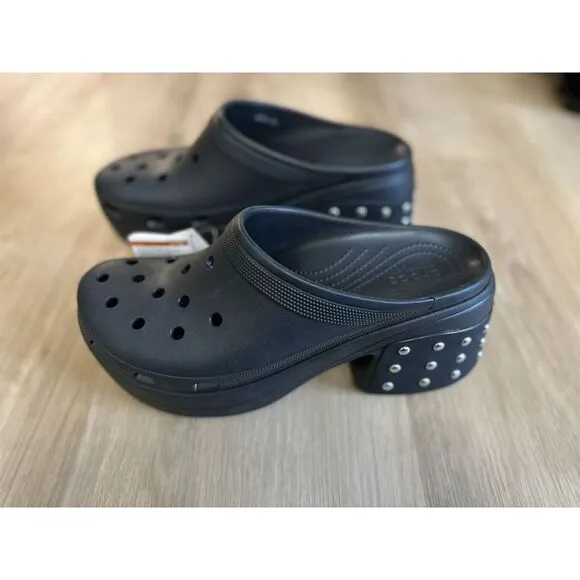 Crocs Siren Studded Clog Heel‎ Black Women's Size M13 Sandals NEW