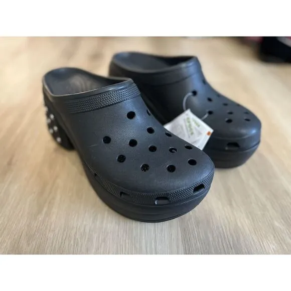 Crocs Siren Studded Clog Heel‎ Black Women's Size M13 Sandals NEW