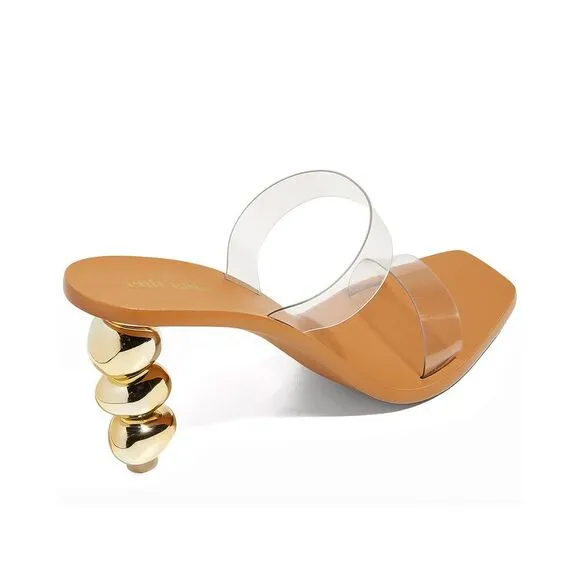 Cult Gaia Womens Meta Vinyl Dual-Band Slide Sandals 11 US / 41 EU Gold  NIB $430