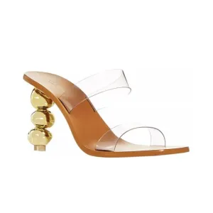 Cult Gaia Womens Meta Vinyl Dual-Band Slide Sandals 11 US / 41 EU Gold  NIB $430