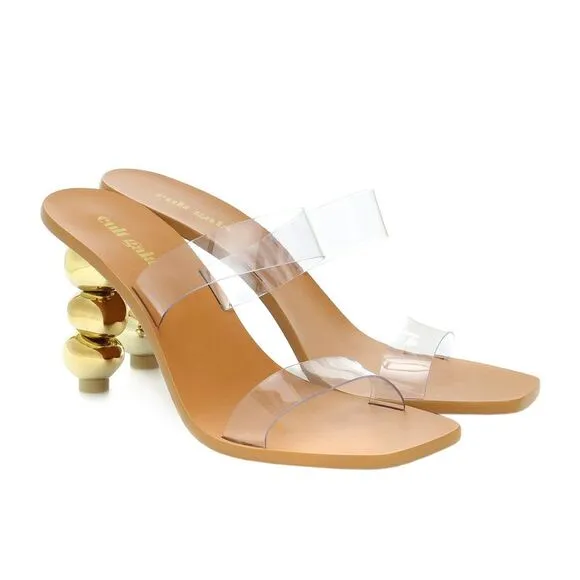 Cult Gaia Womens Meta Vinyl Dual-Band Slide Sandals 11 US / 41 EU Gold  NIB $430