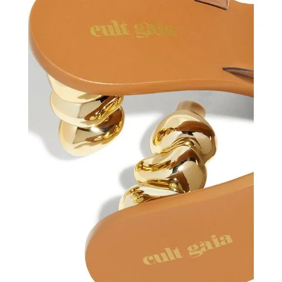 Cult Gaia Womens Meta Vinyl Dual-Band Slide Sandals 11 US / 41 EU Gold  NIB $430