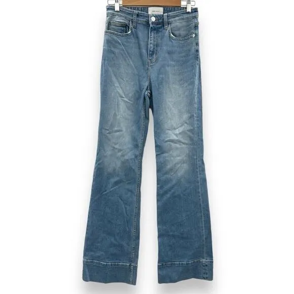 Current/Elliott Light Wash High Rise Wide Leg Cotton Blend‎ Jeans Size 28