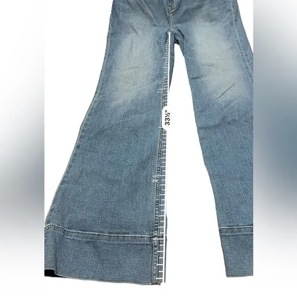 Current/Elliott Light Wash High Rise Wide Leg Cotton Blend‎ Jeans Size 28