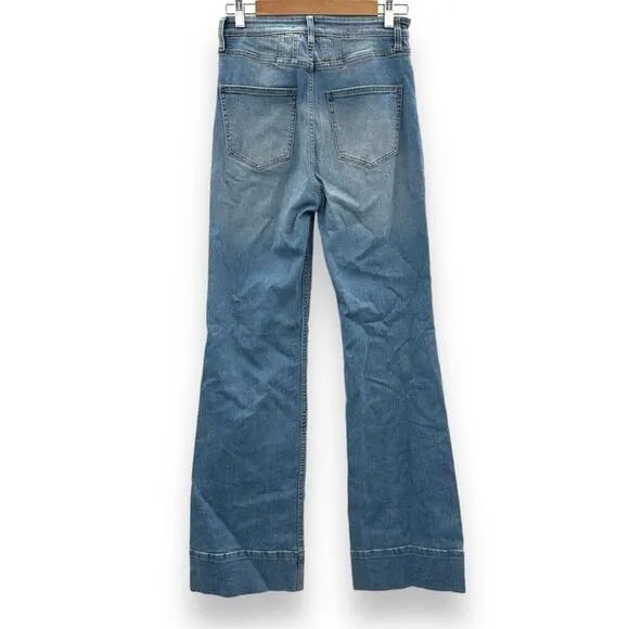 Current/Elliott Light Wash High Rise Wide Leg Cotton Blend‎ Jeans Size 28