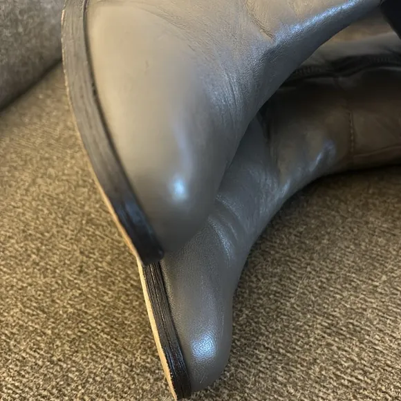 Cynthia Vincent Gray Leather Tall Boot Size 6.5