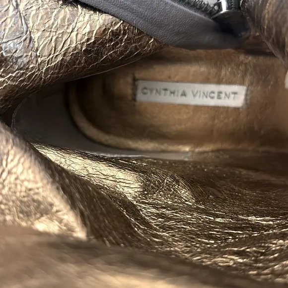 Cynthia Vincent Gray Leather Tall Boot Size 6.5