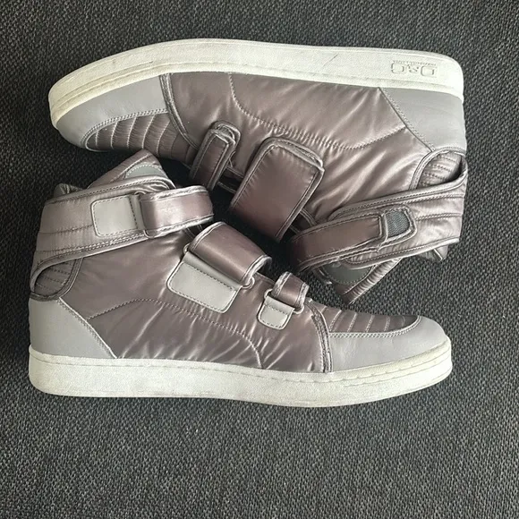 D&amp;G Silver High-Top Sneakers with Velcro Straps
