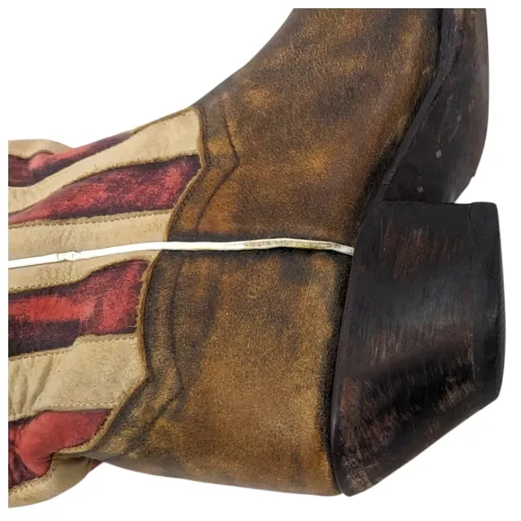 Dan Post American Flag Western Boots Leather Womens 7 Cowboy Pointed Snip Toe