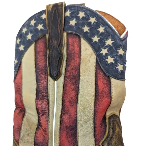 Dan Post American Flag Western Boots Leather Womens 7 Cowboy Pointed Snip Toe