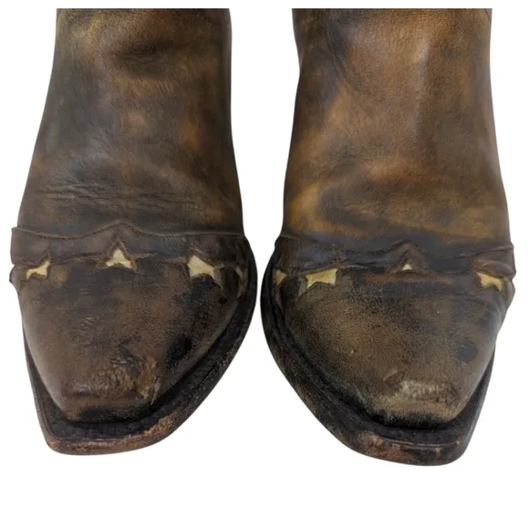 Dan Post American Flag Western Boots Leather Womens 7 Cowboy Pointed Snip Toe