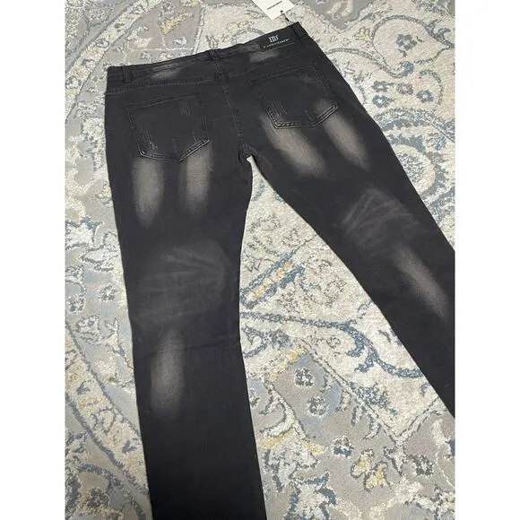 D’andijieshen Men’s Black Distressed Patchwork Jeans 40x31 Grunge Punk Goth