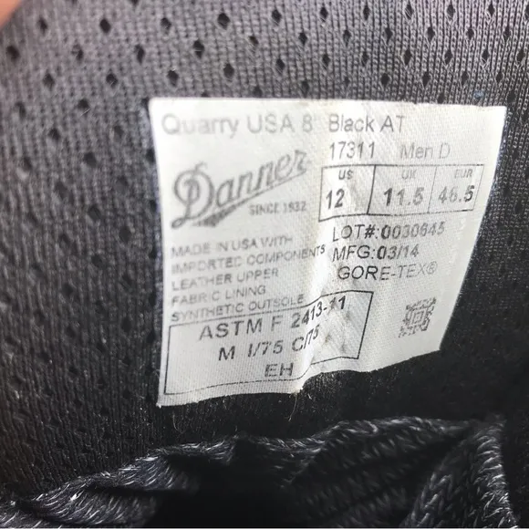 Danner Quarry 8 Black Men’s Boots Sz. 12