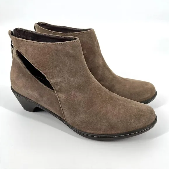 Dansko Ankle Boots Taupe Brown Leather Cut-out Booties Womens EU 40 US 9.5 - 10