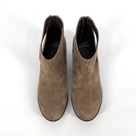 Dansko Ankle Boots Taupe Brown Leather Cut-out Booties Womens EU 40 US 9.5 - 10